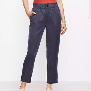 LOFT paper bag pull on pants - coastal gray
